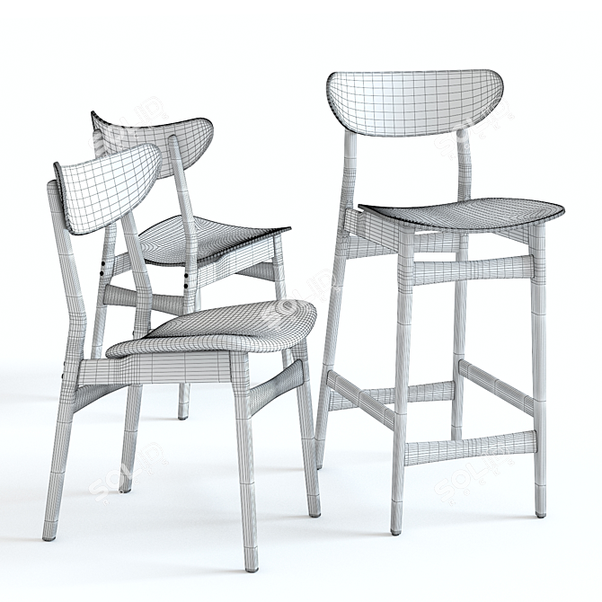 West Elm Cafe Chairs: Classic Style 3D model image 3