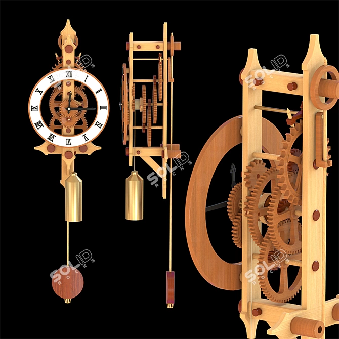 Title: Elegant Wooden Desk Clock 3D model image 1