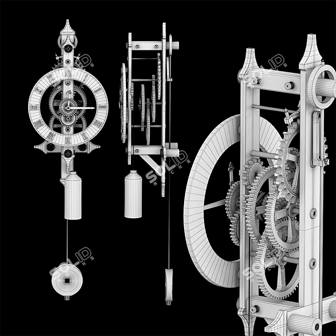 Title: Elegant Wooden Desk Clock 3D model image 3