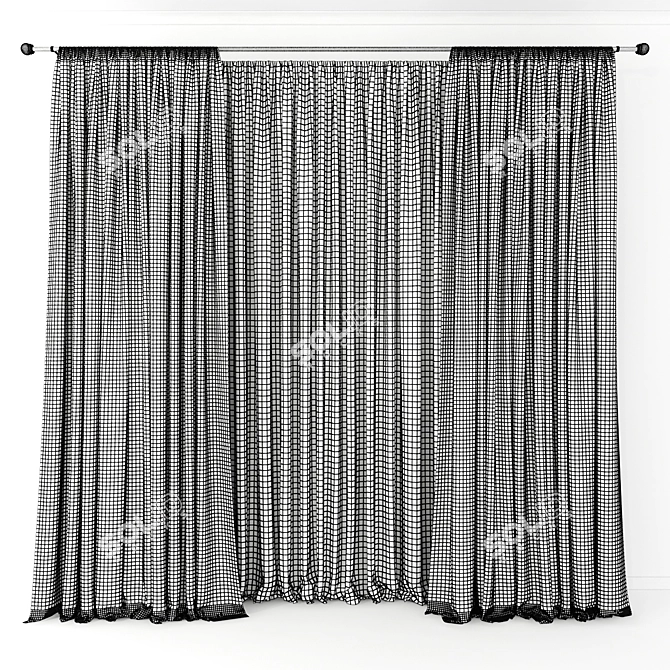 Elegant Window Drapes 3D model image 2