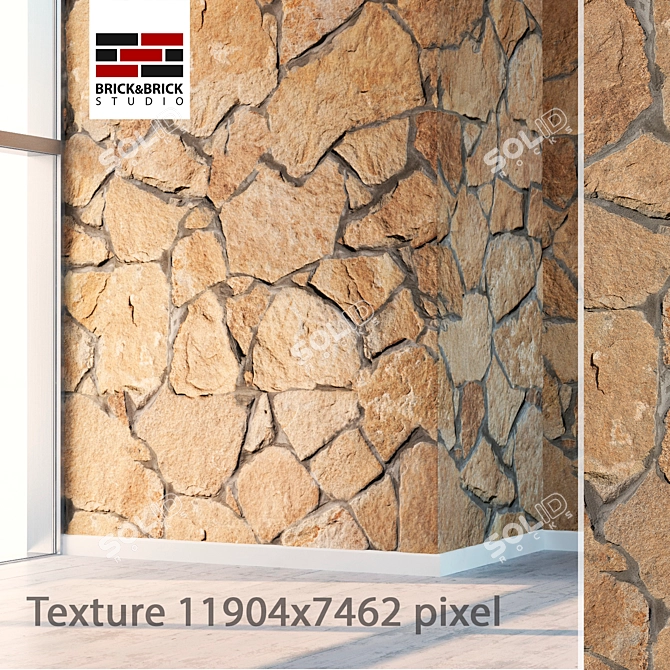 Seamless Stone Wall Texture 3D model image 1