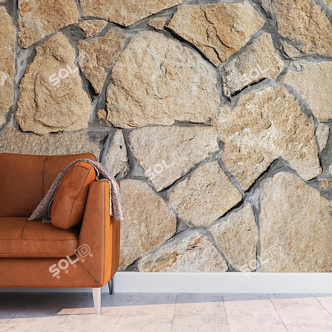 Seamless Stone Wall Texture 3D model image 2