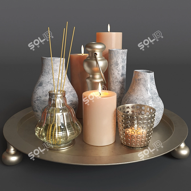 Elegant Glow Candle Gift Set 3D model image 1