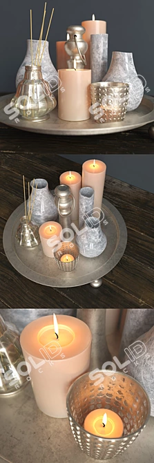 Elegant Glow Candle Gift Set 3D model image 2