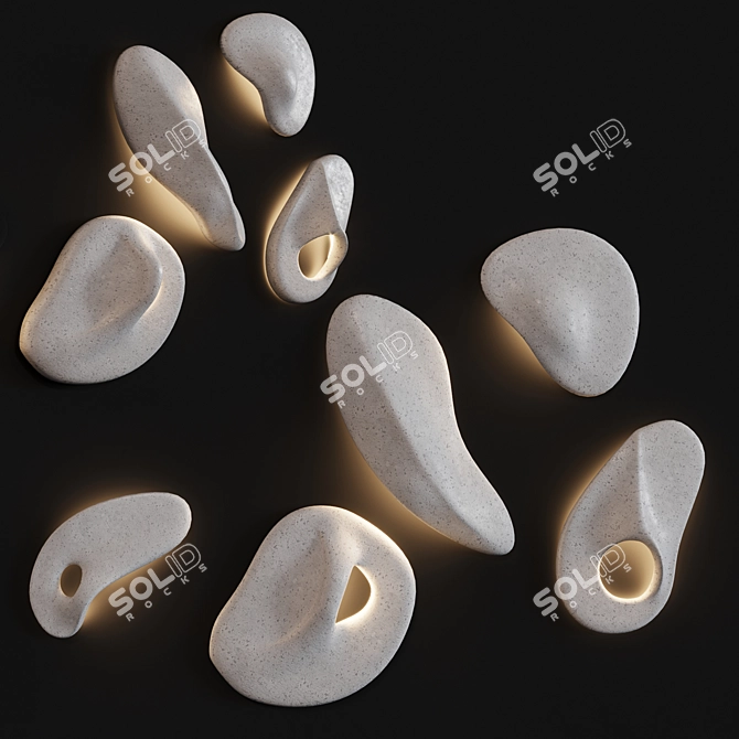 Natural Terrazzo Illuminated Wall Sculpture 3D model image 1