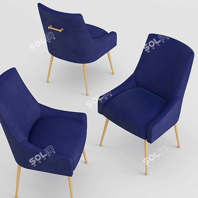 Navy Velvet Side Chair: Beatrix Beauty 3D model image 3