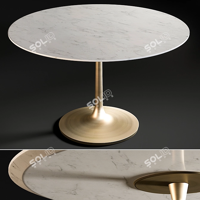 Nero White Marble Dining Table - Elegant and Versatile 3D model image 1