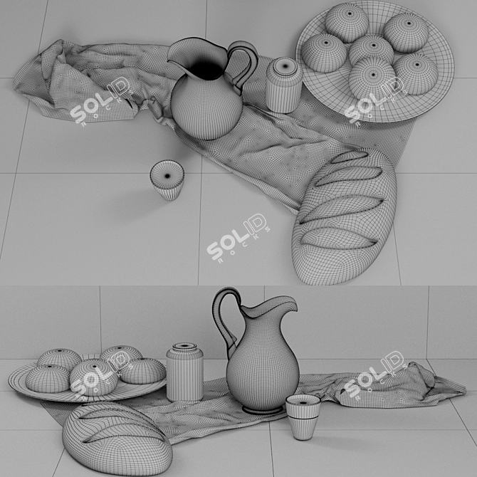 Versatile Bread and Milk Combo 3D model image 2