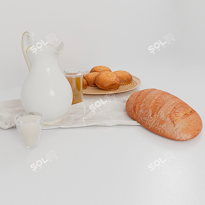 Versatile Bread and Milk Combo 3D model image 3