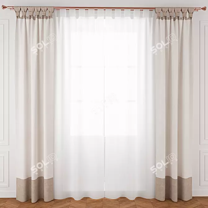 Copper Curtain with Elegant Rod 3D model image 1