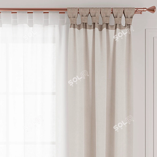 Copper Curtain with Elegant Rod 3D model image 2