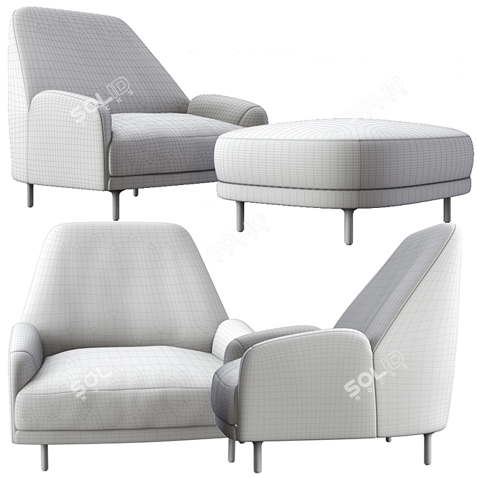 Elegant Comfort: Tacchini Santiago Armchair & Ottoman Set 3D model image 2