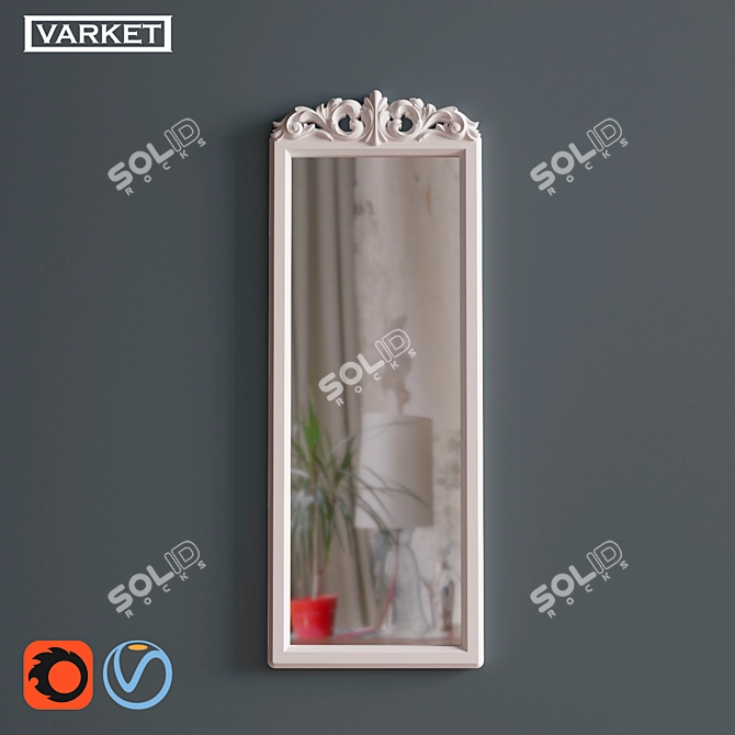 OM Mirror Varket Corona №9 - Elegant Framed Mirror with Faceted Edge 3D model image 2