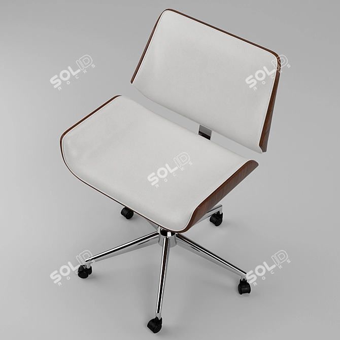 Herning Wood Faux Leather Office Chair 3D model image 3