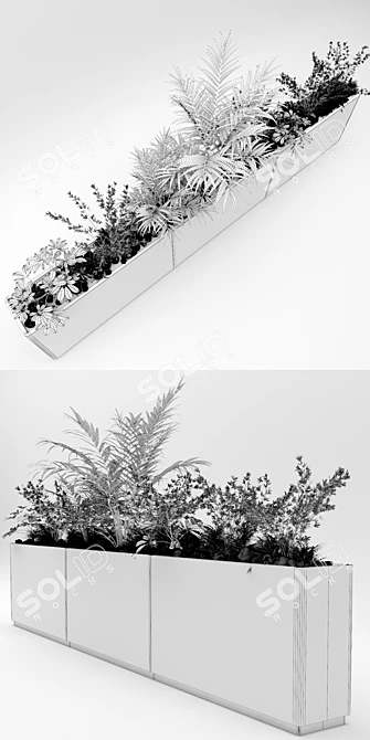 Sleek JC Long Planter 3D model image 3