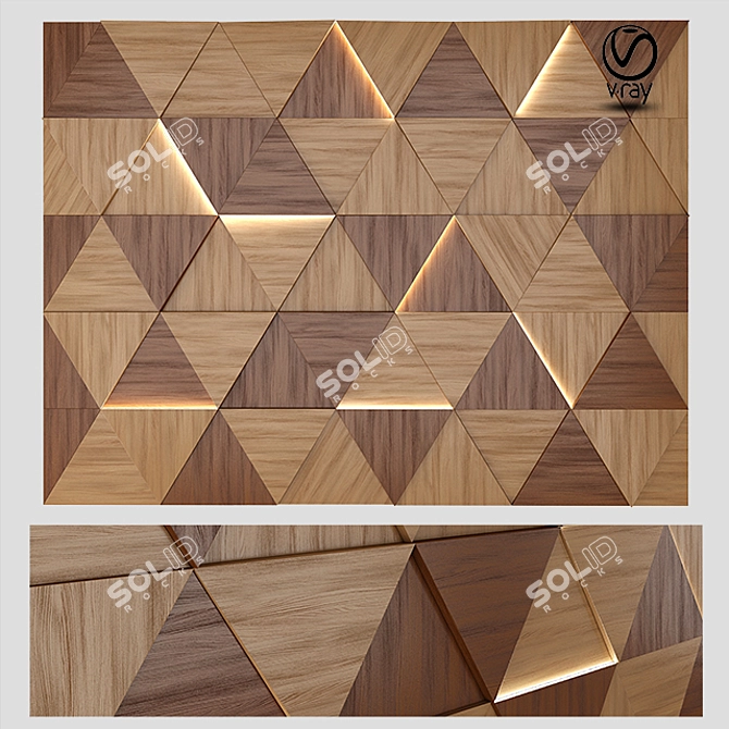 Illuminated Wood Panel: 3D Decorative Wall Art 3D model image 1