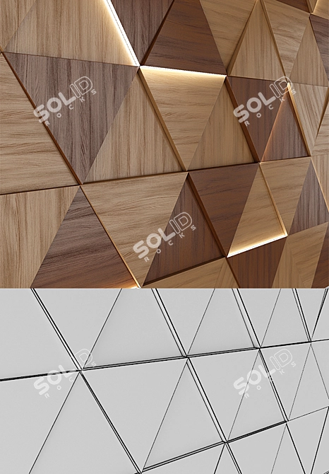 Illuminated Wood Panel: 3D Decorative Wall Art 3D model image 2