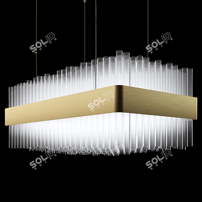 Elegant Rectangular Suspension Lamp 3D model image 1