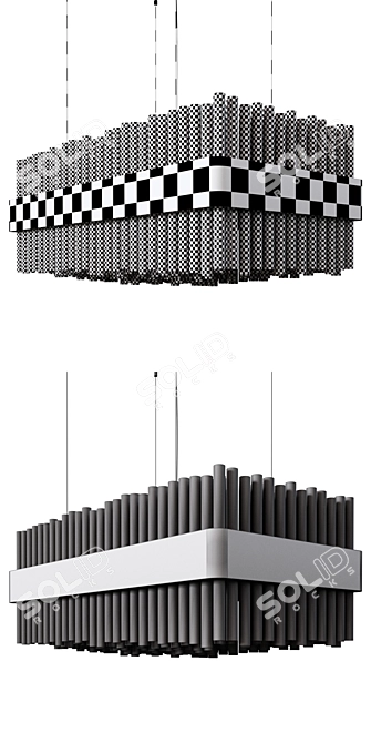 Elegant Rectangular Suspension Lamp 3D model image 3