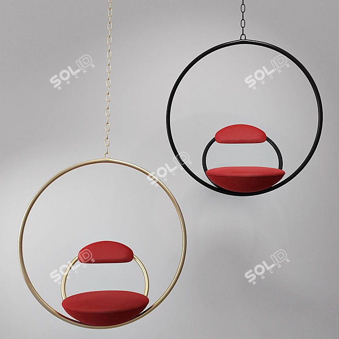 Brushed Brass Hanging Hoop Chair 3D model image 1