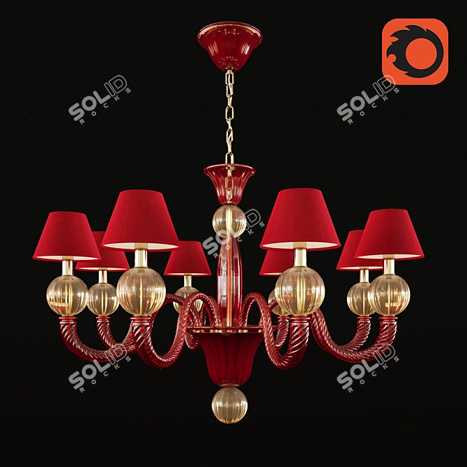 Elegant "Amalia" Murano Glass Chandelier 3D model image 1