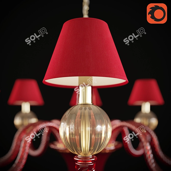 Elegant "Amalia" Murano Glass Chandelier 3D model image 2