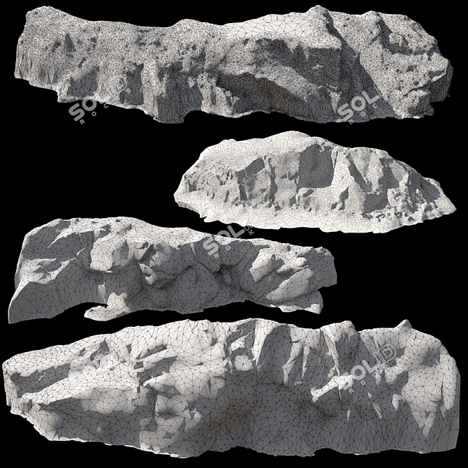 Realistic Rock Cliff Set 3D model image 2