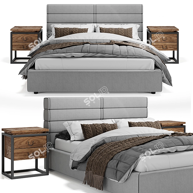 AGERA 1 Bedroom Set with VERONA Nightstand 3D model image 1