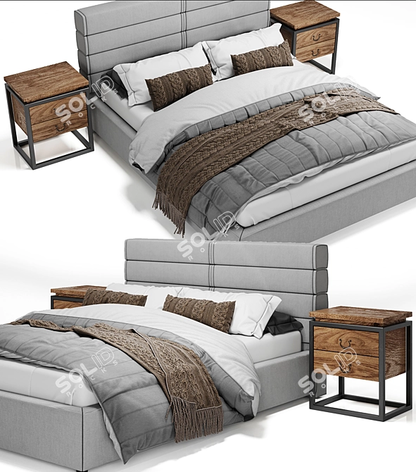 AGERA 1 Bedroom Set with VERONA Nightstand 3D model image 2