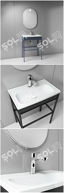 Sleek Illuminated Washbasin Set 3D model image 2