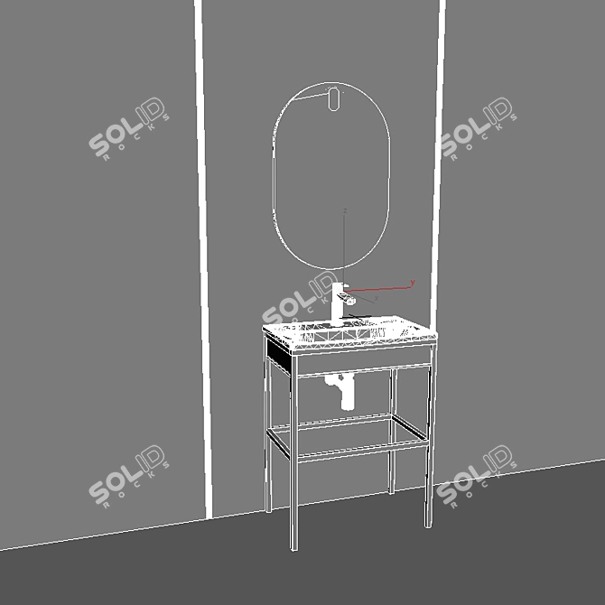 Sleek Illuminated Washbasin Set 3D model image 3