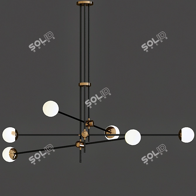 Nordic Minimalist Adjustable Glass Ball Chandelier 3D model image 1