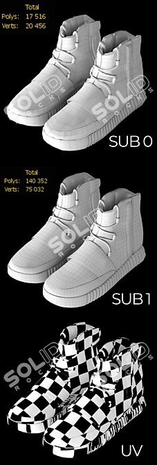 adidas Yeezy 750 - Premium Sneaker with PBR Textures 3D model image 3