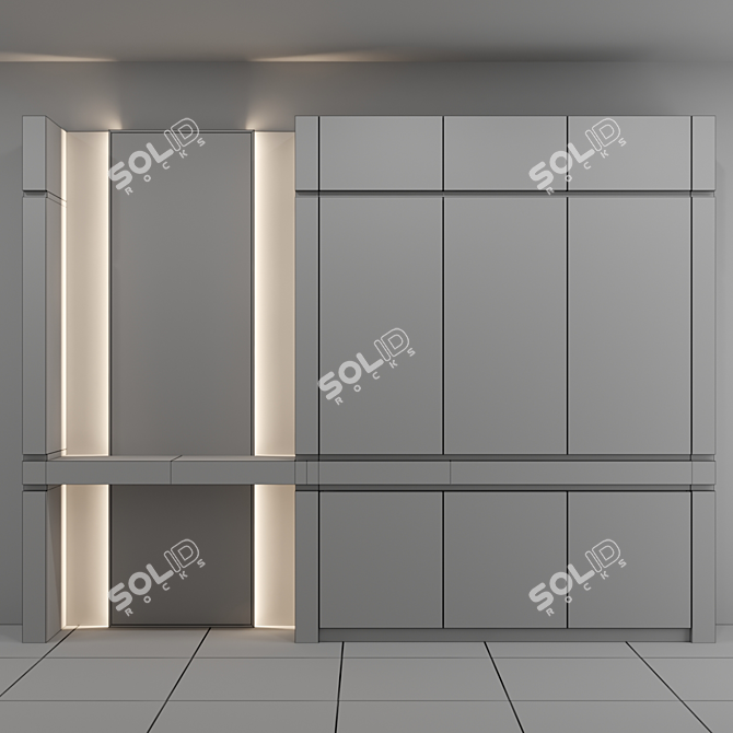 Contemporary Hallway Wardrobe Composition 3D model image 2