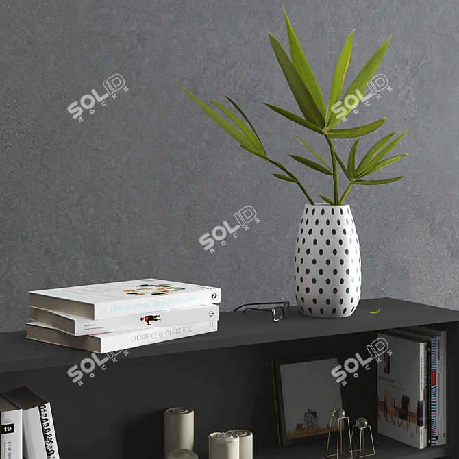 Elegant Book Collection with Decoratives 3D model image 2