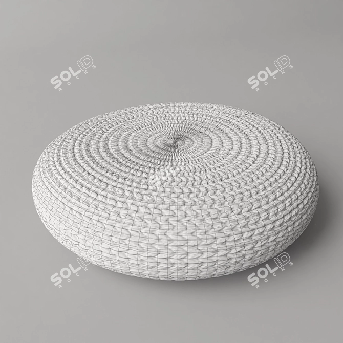 Cozy Knitted Poof Ottoman 3D model image 2