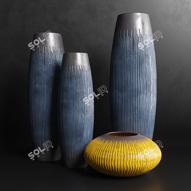 Elegant Vases Set of 6 3D model image 1