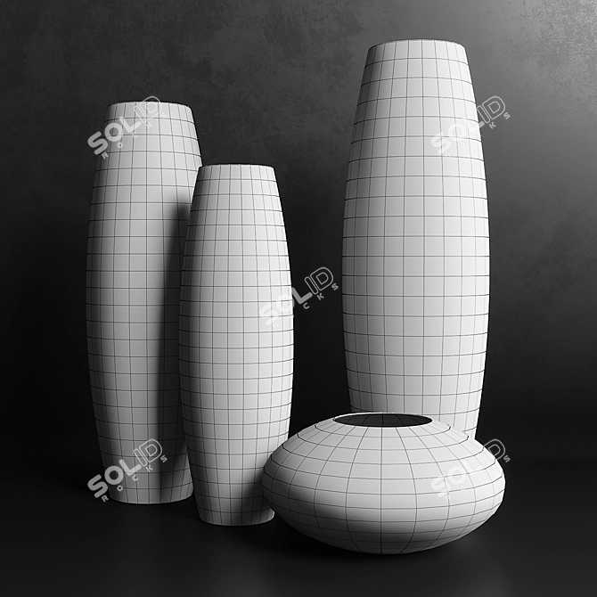 Elegant Vases Set of 6 3D model image 2