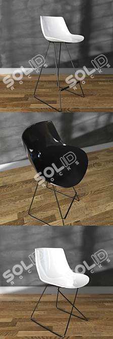 Mesh Office Chair: Black/White 3D model image 2