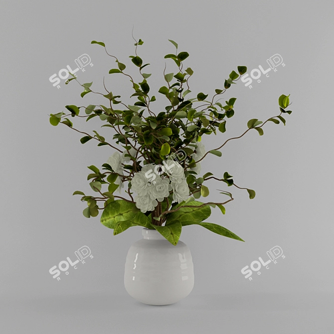 Elegant Floral Decoration 3D model image 1