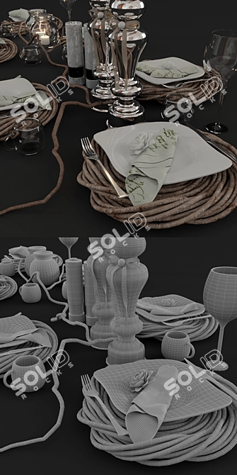 Elegant Tableware Set 3D model image 2