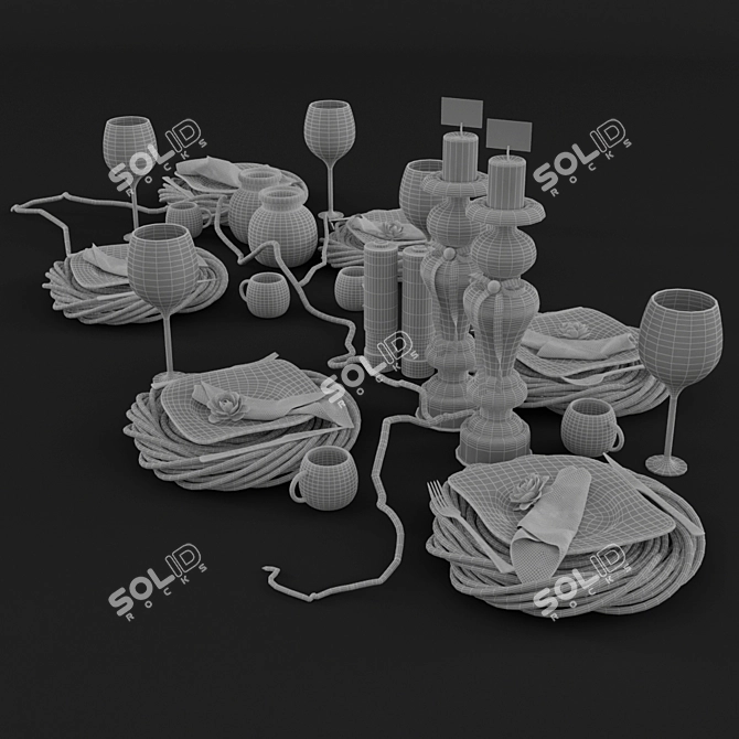 Elegant Tableware Set 3D model image 3