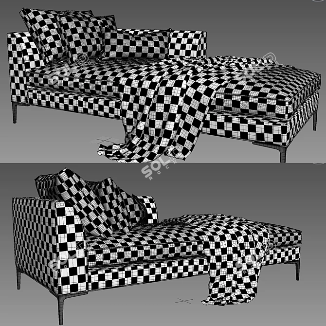 Elegant Picasso Chaise Lounge 3D model image 2