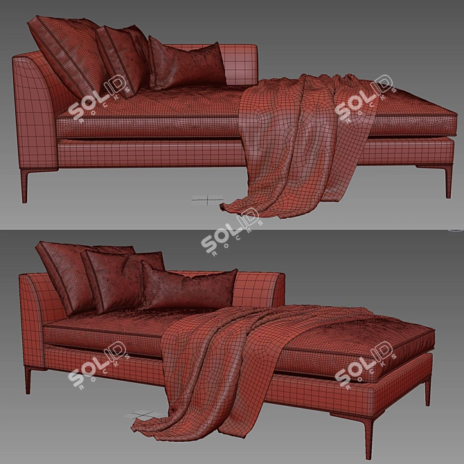 Elegant Picasso Chaise Lounge 3D model image 3