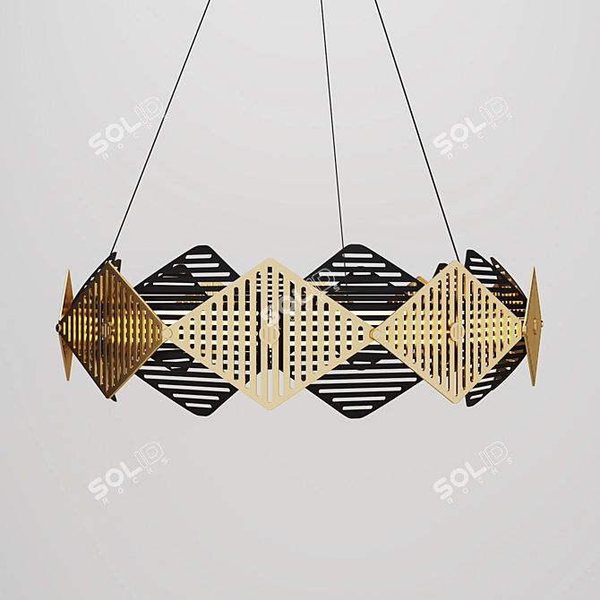 Elegant Brass Rote Pendant 3D model image 1