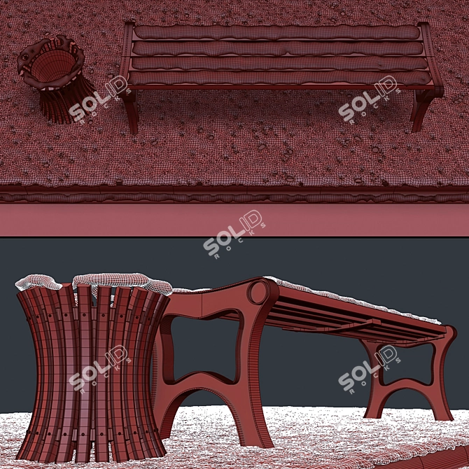 Winter Bench & Sidewalk Bundle 3D model image 3