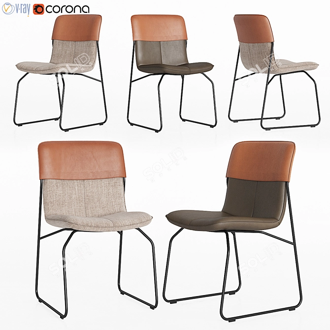 Luxury Leolux Ditte Dining Chair Set 3D model image 1