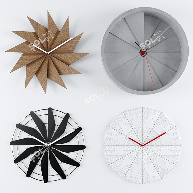 Sleek Modern Clock 3D model image 1