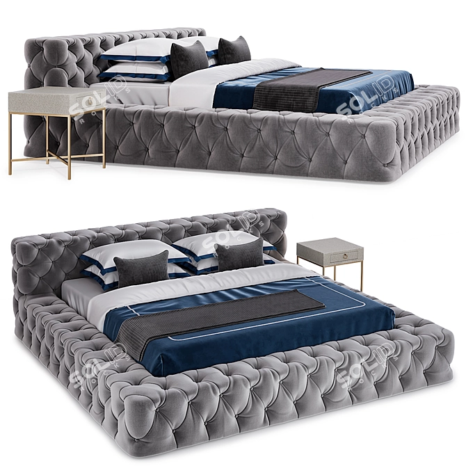 Bold Satin Bed | Stylish RH Bed 3D model image 1