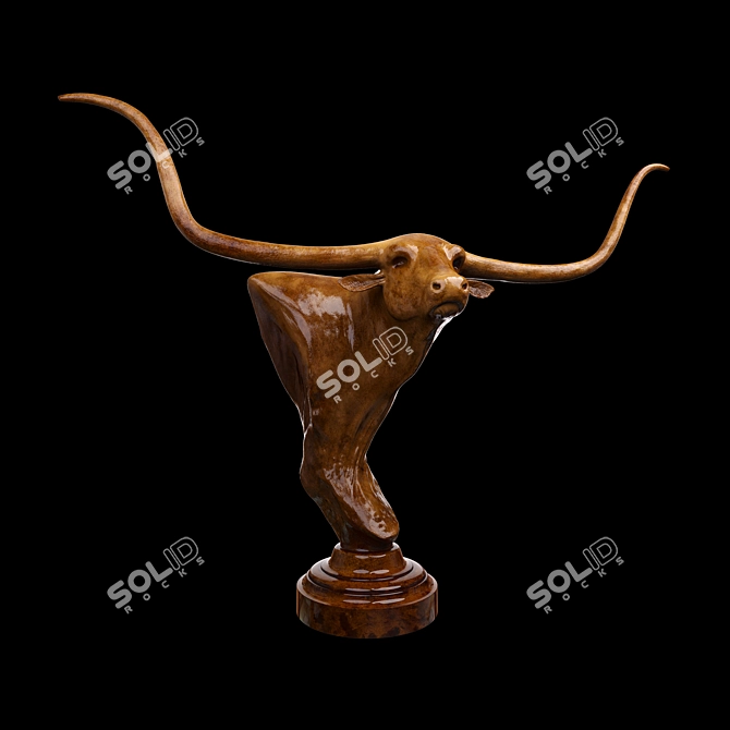 Handcrafted Longhorn Bull Sculpture 3D model image 1